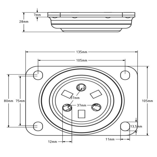 Draaikranslager 135x110 mm - 600 kg