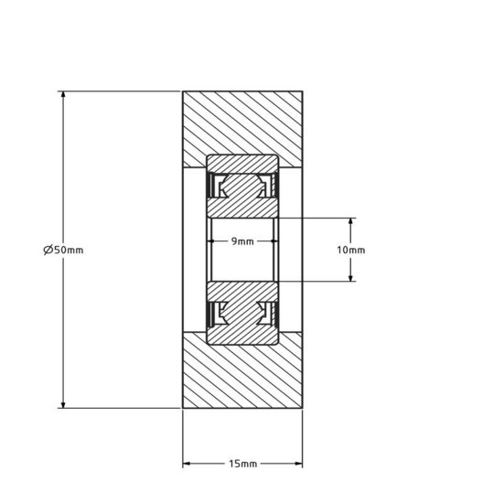 Polyurethaan looprol 10x50x15 mm - 50 kg