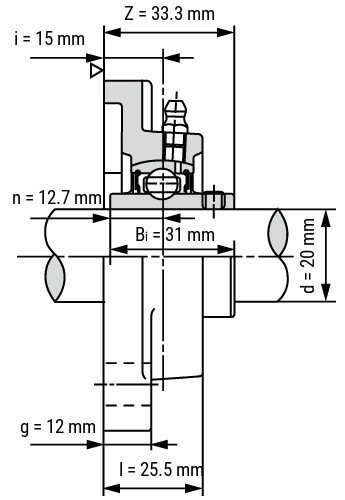 SS UCFPL 204 - IBB rvs wit kunststof lagerblok 20 mm