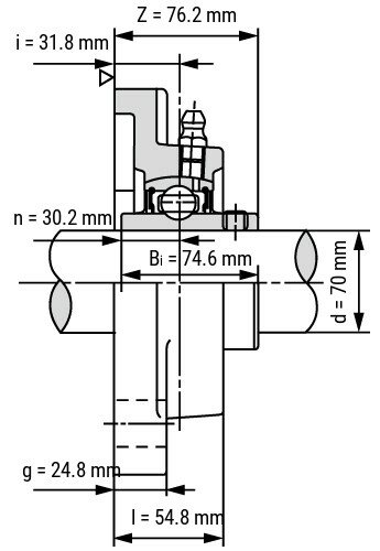 UCF 214 - IBB vierkant lagerblok 70 mm
