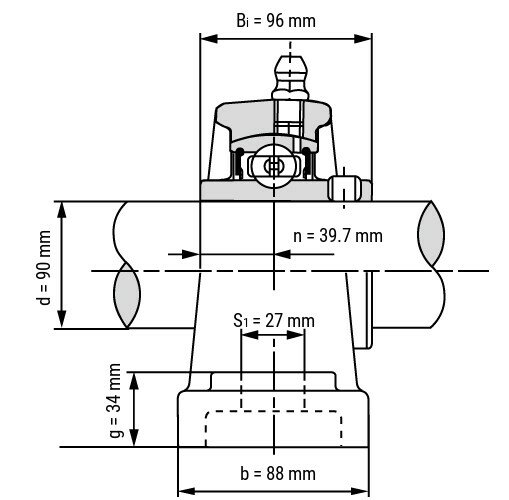 UCP 218 - IBB staand lagerblok 90 mm