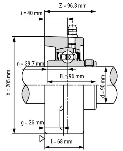 SS UCFL 218 - IBB rvs flenslagerblok 90 mm