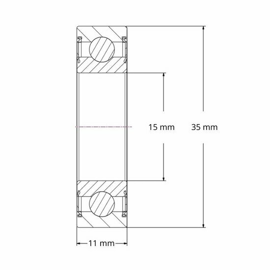 Lager 6202 2RS afmetingen tekening 15x35x11 mm
