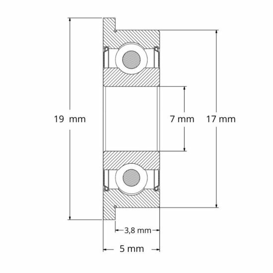 Lager F623 ZZ afmetingen tekening 3x10x4 mm