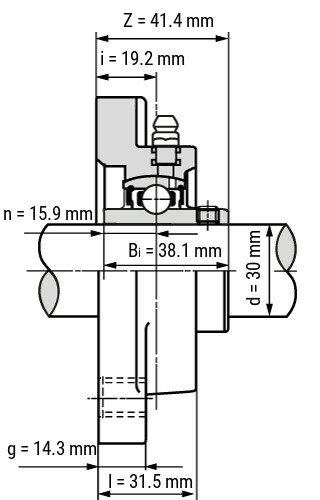 SS UCFPL 206 - IBB rvs wit kunststof lagerblok 30 mm
