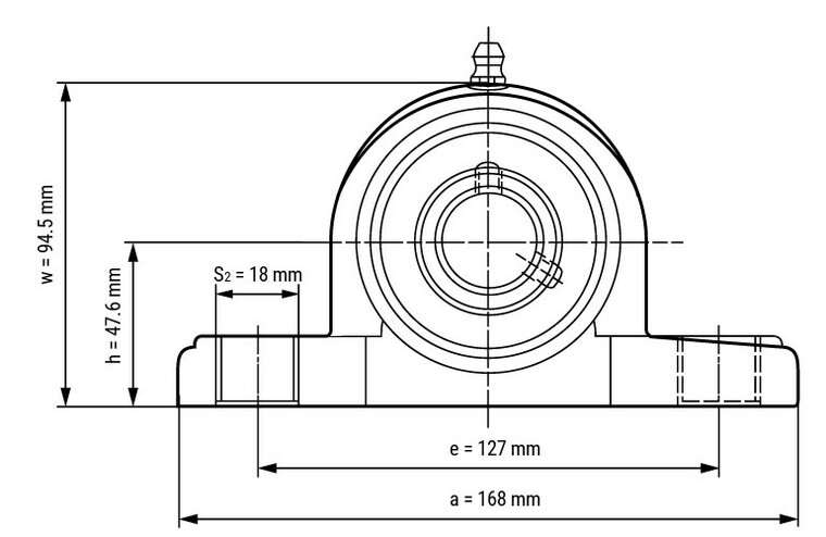 SS UCPPL 207 - IBB rvs zwart kunststof lagerblok 35 mm