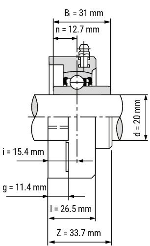 SS UCFLPL 204 - IBB rvs wit kunststof lagerblok 20 mm