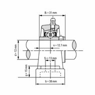 SS UCPPL 201 - IBB rvs zwart kunststof lagerblok 12 mm