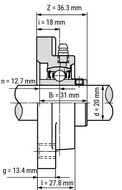 SS UCFPL 204 - IBB rvs zwart kunststof flenslager 20 mm