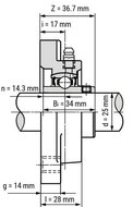 SS UCFPL 205 - IBB rvs wit kunststof lagerblok 25 mm