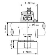 SS UCPPL 207 - IBB rvs zwart kunststof lagerblok 35 mm