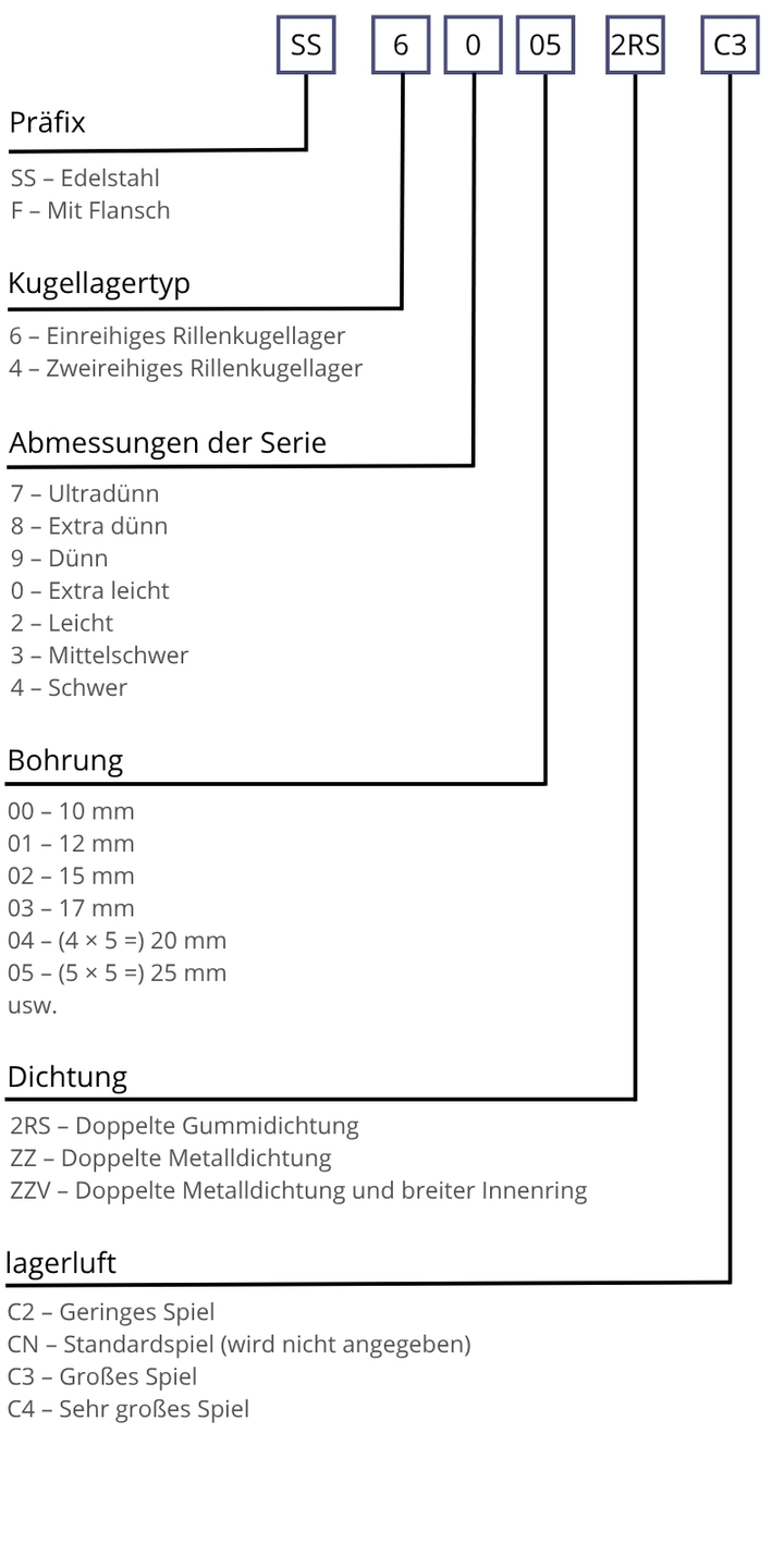 Infografik: Lagerbezeichnungen – Rillenkugellager